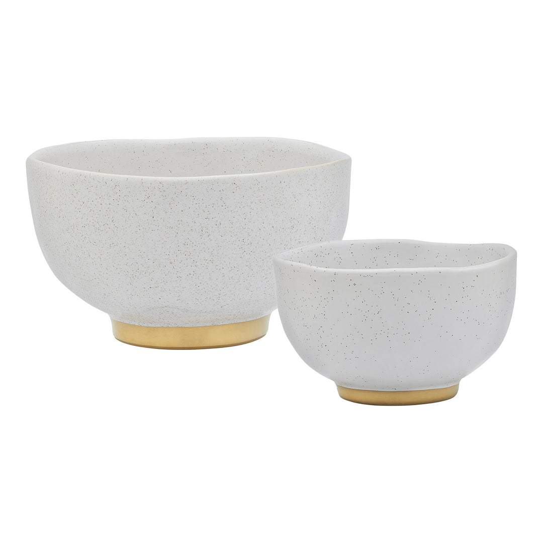 Ecology Speckle Set of 2 Footed Noodle Bowls Milk 11/15cm Gift Boxed