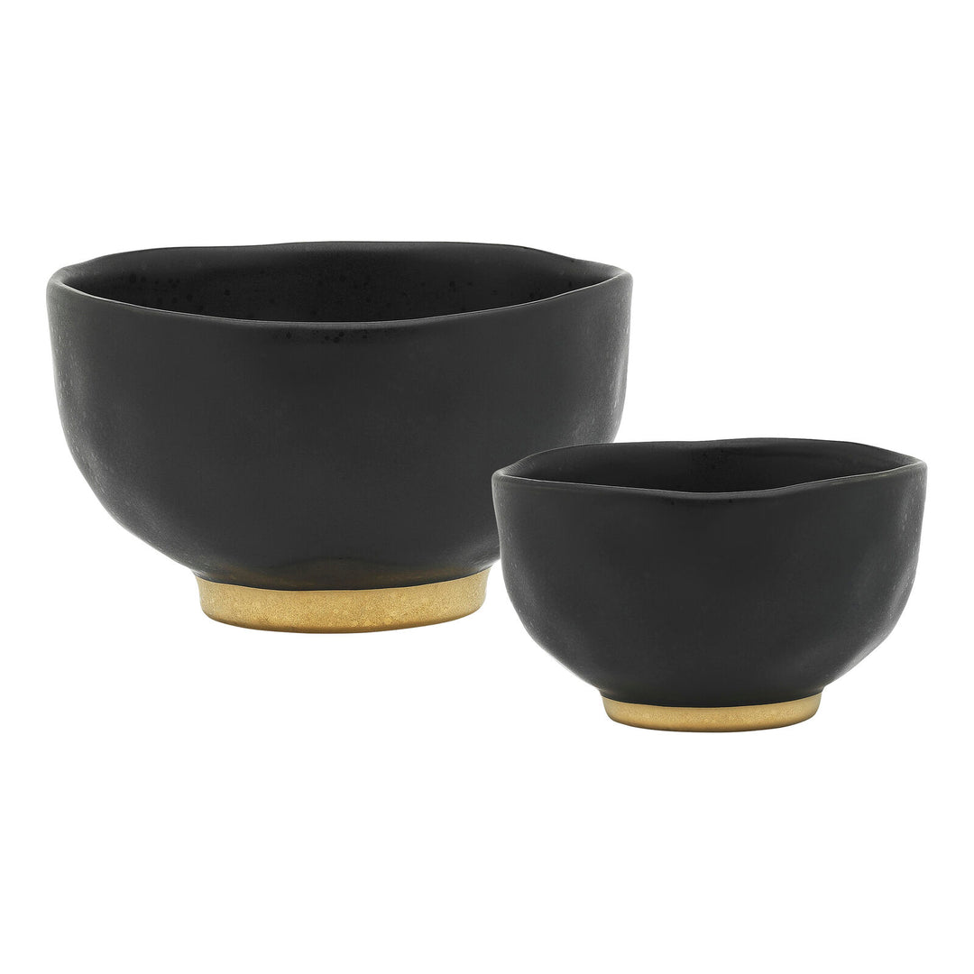 Ecology Speckle Footed Noodle Bowls Set of 2 Ebony