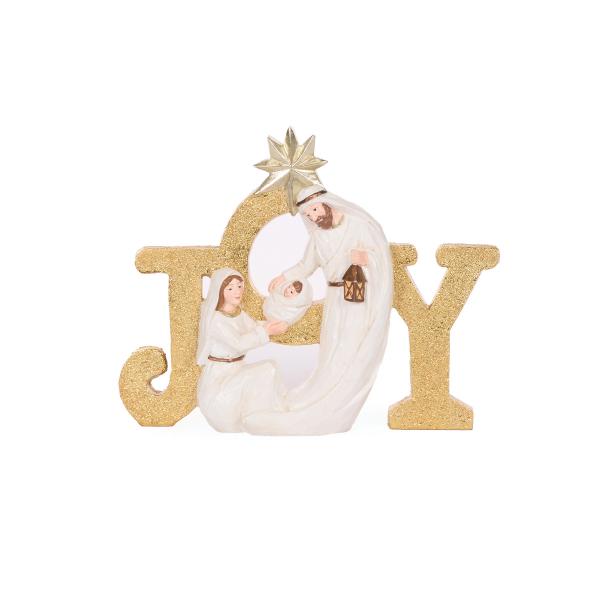 White And Gold Joy Nativity 25x5x19.5xm Resin