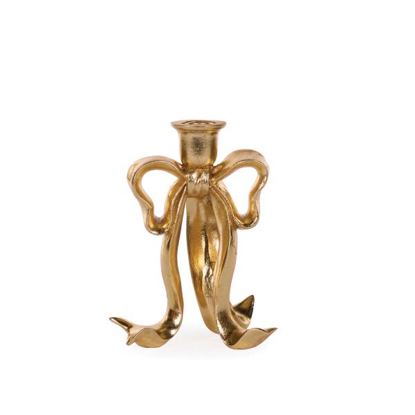 20cm Gilded Bow Candle Holder 15x12x19.7cm Resin