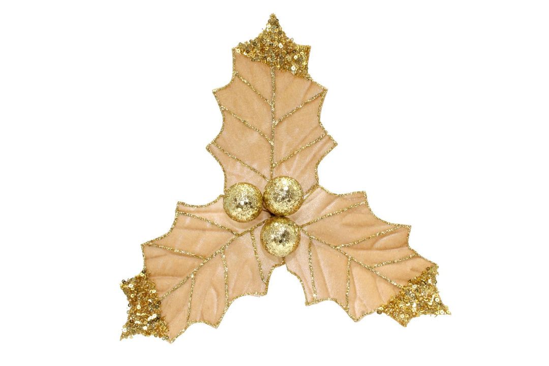 Poinsettia Clip Light Gold 27cm