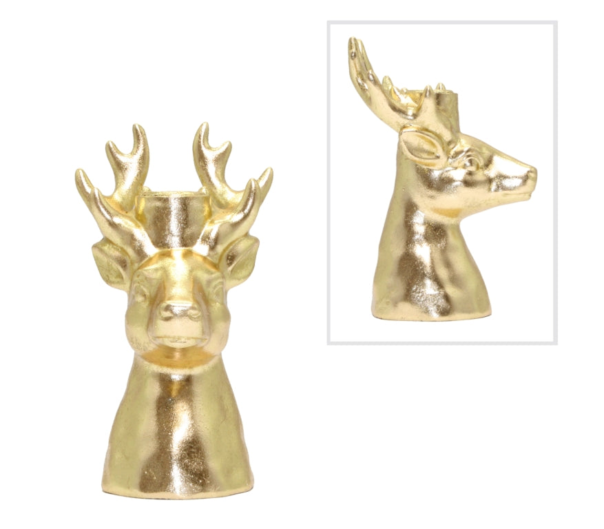 Candle Holder Deer Gold Large 16cm