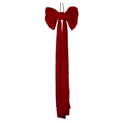 Red Velvet Bow Topper 51x14x162cm Fabric