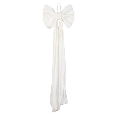 White Velvet Bow Topper 51x14x162cm Fabric