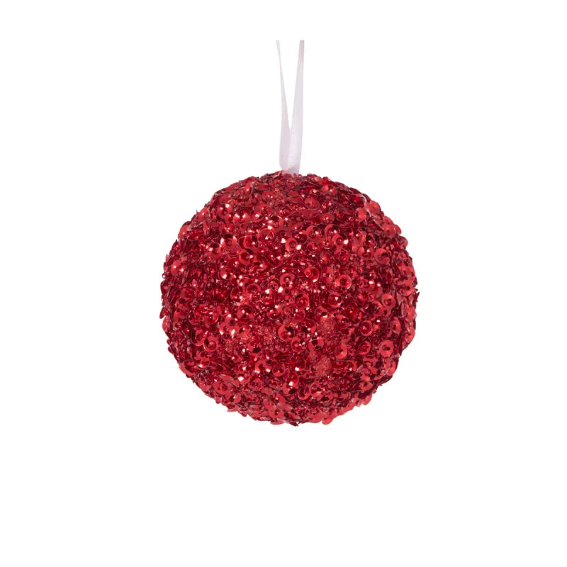 8cm Red Crystal Confetti Bauble