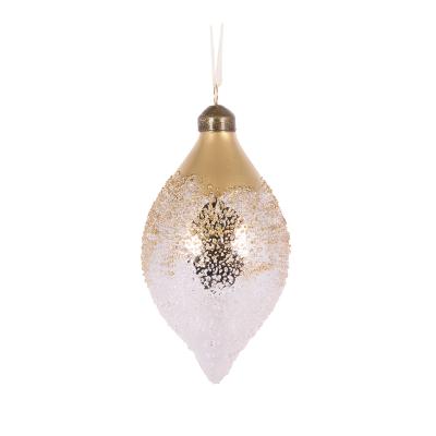 Metallic Ombre Bubbles Drop Bauble 14x8cm Glass