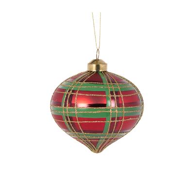 Traditional Tartan Onion Bauble 10cm Glass