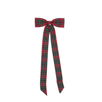 Red Tartan Elongated Bow 19x50cm Fabric