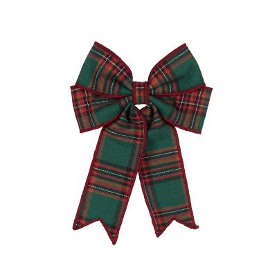 Red Tartan Double Bow 19x25cm Fabric