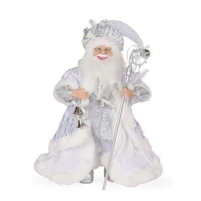 65cm Silver Fabric Santa 35x24x65cm Fabric