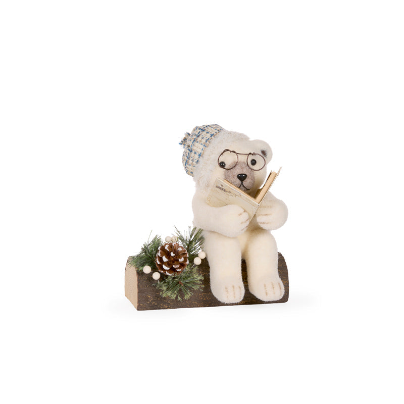 Frosty Nana Bear On Log 23x18x24cm