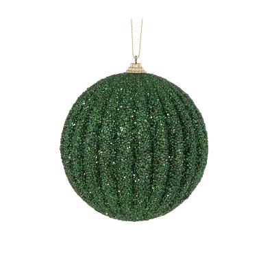 8cm Dark Green Textured Rib Bauble