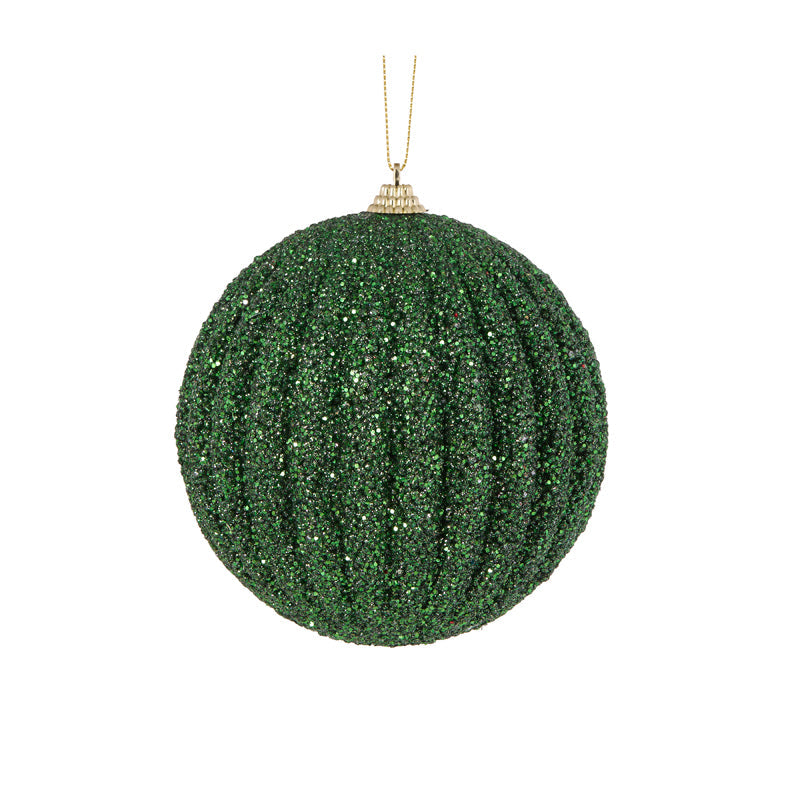 10cm Dark Green Textured Rib Bauble