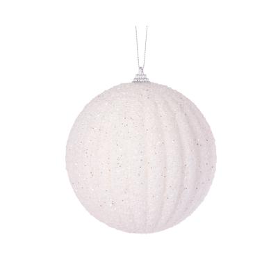 8cm Small White Textured Rib Bauble