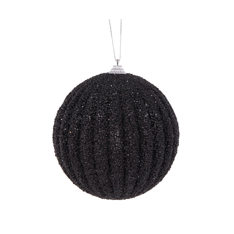 10cm Black Textured Rib Bauble