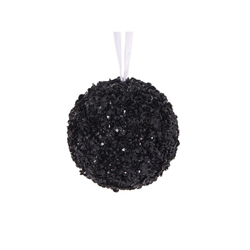 8cm Black Crystal Confetti Bauble