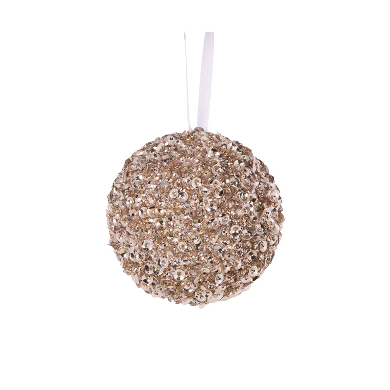 Champagne Crystal Confetti Bauble 10cm PVC