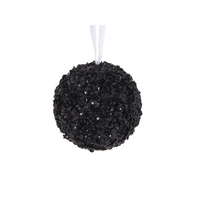 Black Crystal Confetti Bauble 10cm PVC