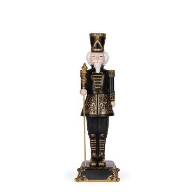 42cm Black And Gold Nutcracker 13.5x13.5x42cm Resin