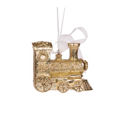 Gilded Train Hanging Ornament 7.5x1.5x6 cm Resin