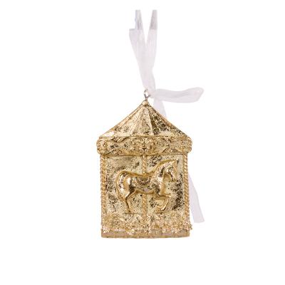 Gilded Carousel Hanging Ornament 6x1.5x9 cm Resin