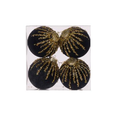 4 Pack Black Velvet Drip Bauble 20x10cm PVC