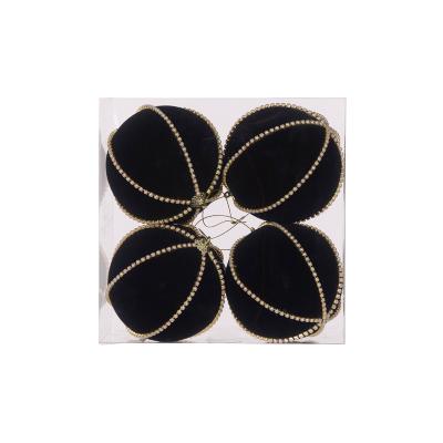 4 Pack Black Velvet Pearl Bauble 20x10cm PVC