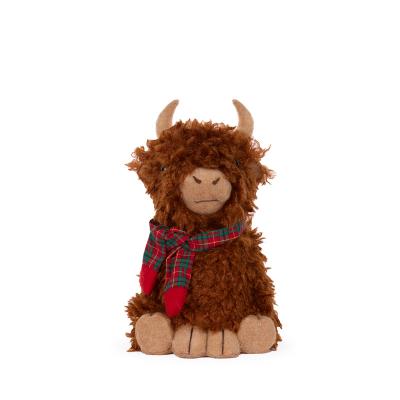 Adorable Tartan Highland Cow Sitting 17x29cm