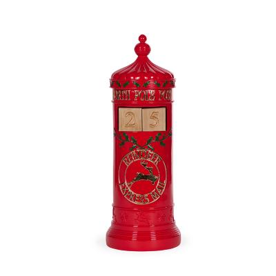 Traditional Red Mailbox Countdown 13x13x36cm Resin