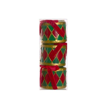 Set/3 Red And Green 7cm Hanging Drums 7x18cm PVC