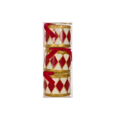 Set/3 Red And White 7cm Hanging Drums 7x18cm PVC