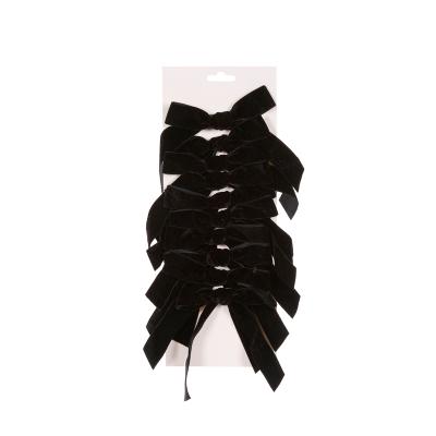 Set/10 5cm Black Velvet Bows 12x32cm Fabric