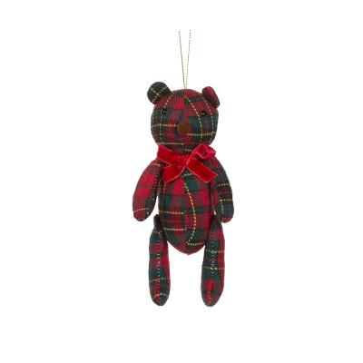 13cm Plaid Hanging Teddy Bear 6.5x7x13cm Fabric