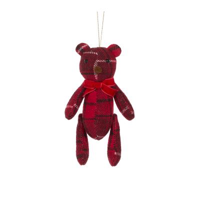 13cm Check Hanging Teddy Bear 6.5x7x13cm Fabric