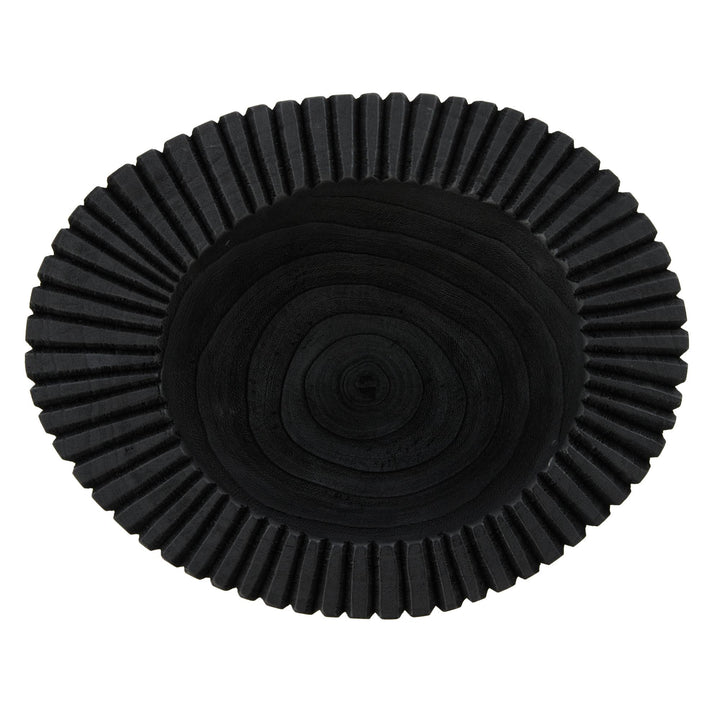 Picton Ribbed Timber Bowl Black 32x26x9cm