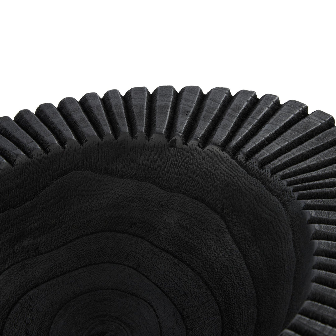 Picton Ribbed Timber Bowl Black 32x26x9cm