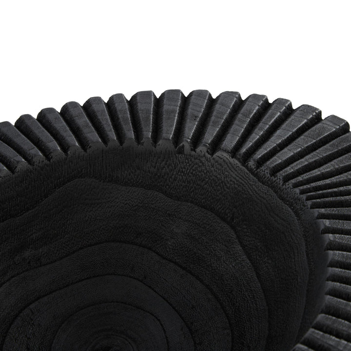 Picton Ribbed Timber Bowl Black 32x26x9cm