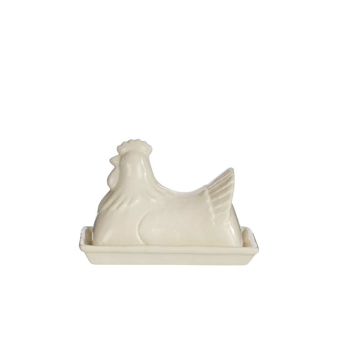 Homestead Hen Butter Dish White 18.3x12.6x12.5cm
