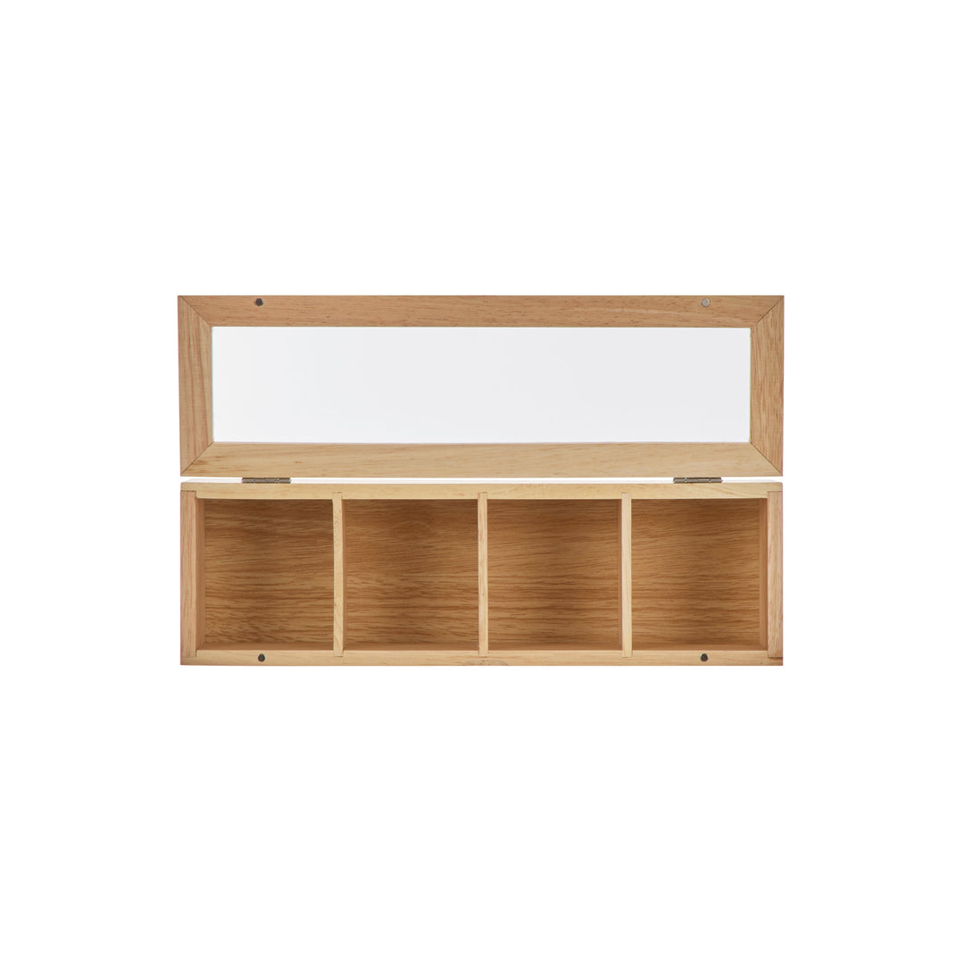 Small Wooden Tea Box Nat Natural 30x9x9cm