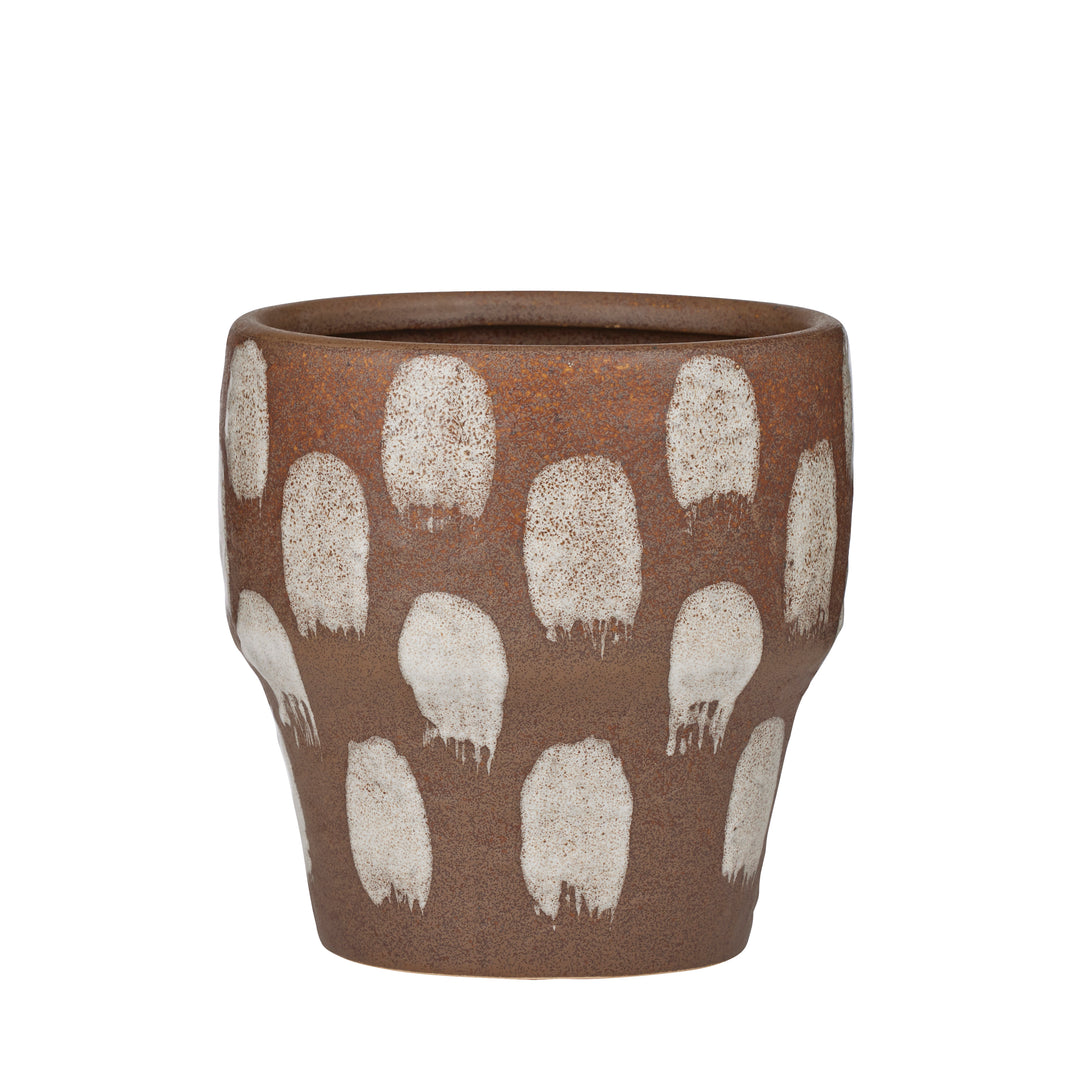 Trento Ceramic Pot Cocoa/White 14.5x14cm