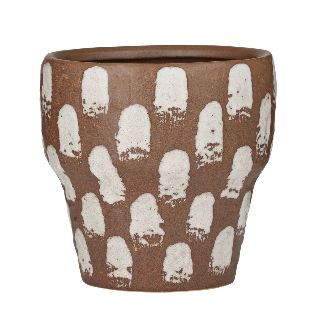 Trento Ceramic Pot Cocoa/White 18.5x18cm