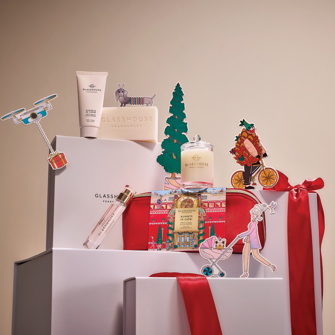 Glasshouse 60g Candle & 14ml EDP & 180g Body Bar & 50ml Body Lotion - Fragrance Travel Set - Sunsets In Capri
