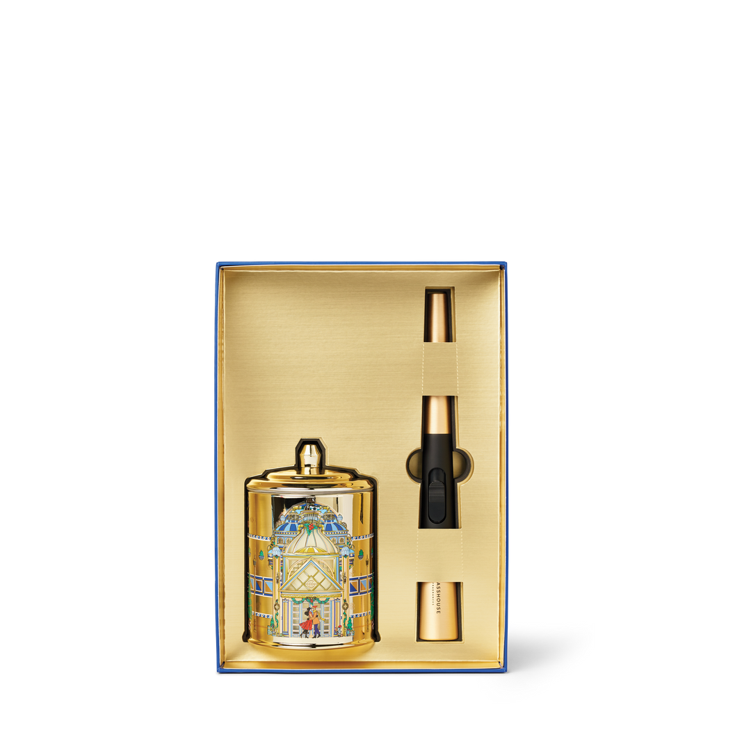 Glasshouse 380g Candle & USB Lighter - Candle & Care Gift Set - Midnight In Milan