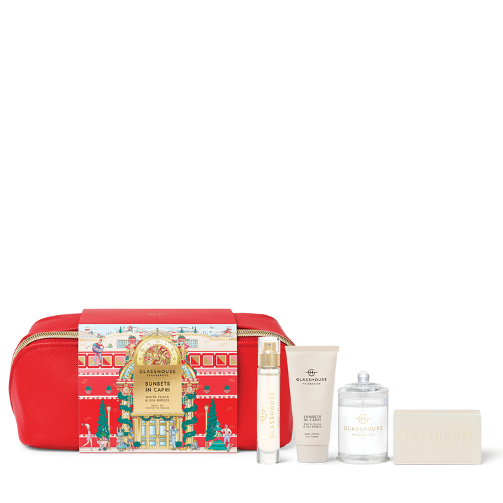 Glasshouse 60g Candle & 14ml EDP & 180g Body Bar & 50ml Body Lotion - Fragrance Travel Set - Sunsets In Capri