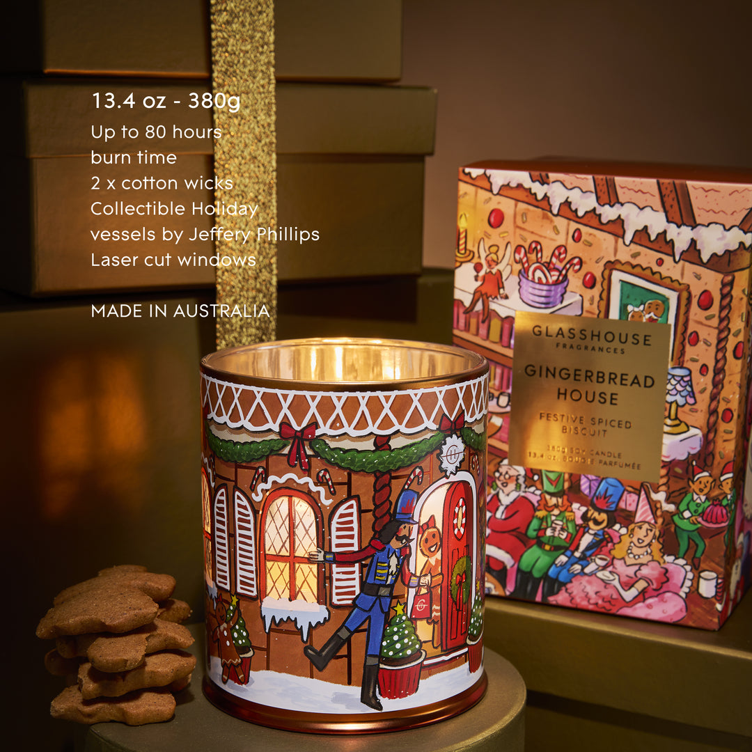 Glasshouse Fragrances 380g Candle - Christmas - Gingerbread House