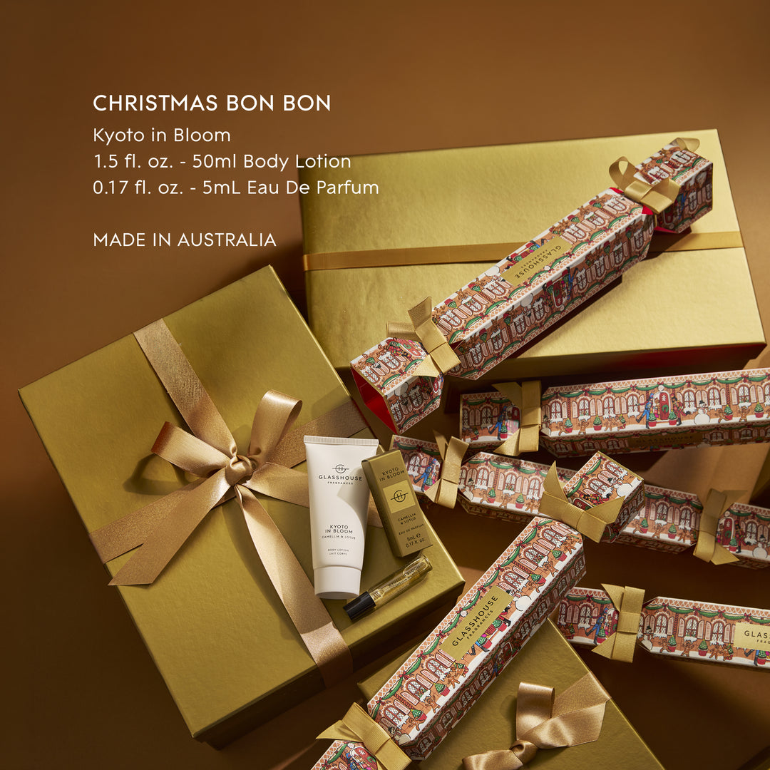 Glasshouse Fragrances 1x5ml EDP &amp; 1x50ml Body Lotion - Christmas Bon Bon - Kyoto In Bloom
