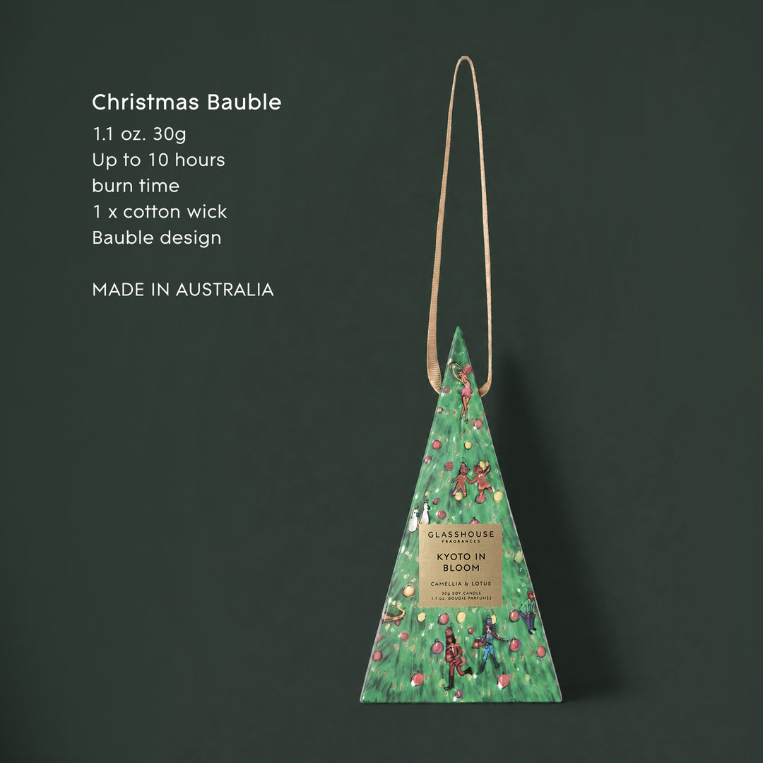 Glasshouse Fragrances 30g Christmas Bauble Candle - Kyoto In Bloom