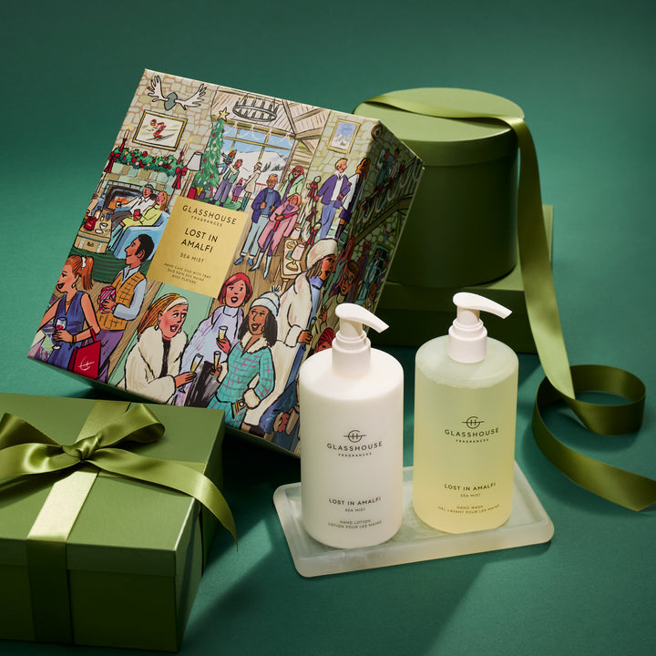 Glasshouse Fragrances 450ml Hand Lotion &amp; 450ml Hand Wash - Hand Care Duo Set - Christmas - Lost In Amalfi