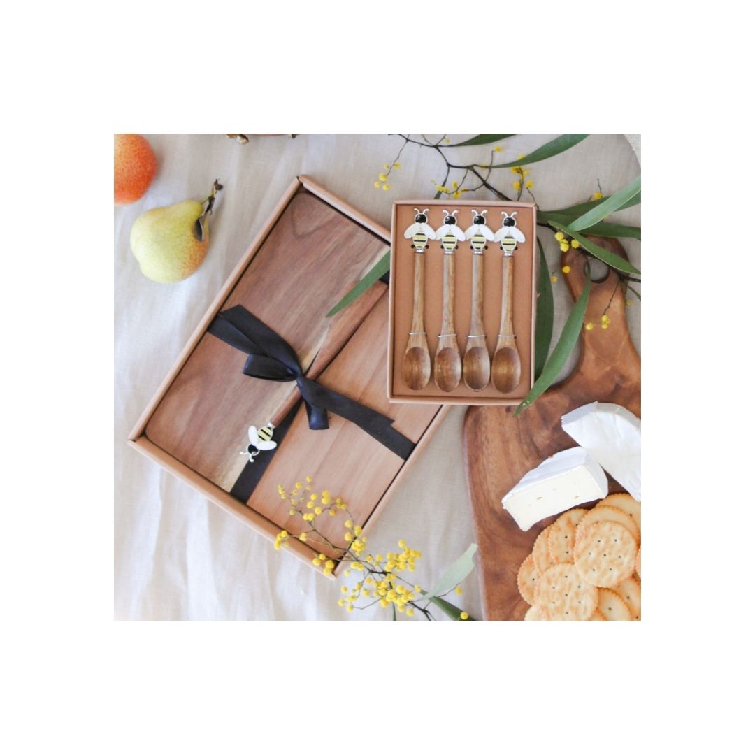 Acacia Spoon Set Bee (S/4)