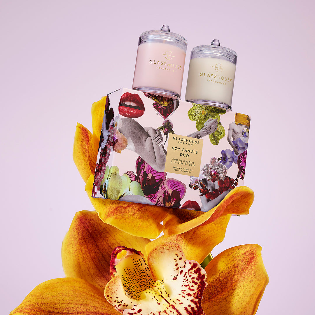 Glasshouse Fragrances 2x200g Candle Duo Radiance In Bloom, Velvet Rhapsody